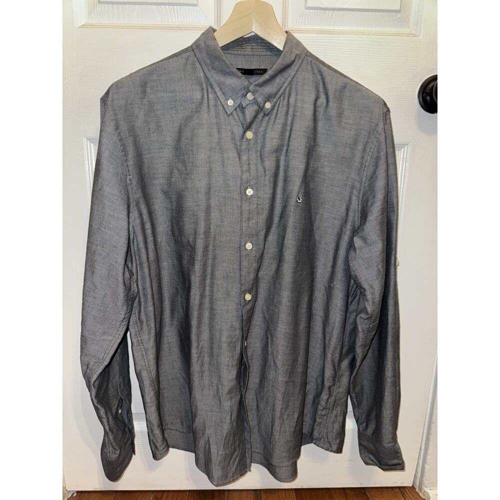 John Varvatos Shirt Mens XL Gray Blue Peace Sign‎ Casual Button Up